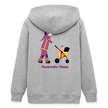 Feuerwehr Mama im Einsatz - Teenager Organic Kapuzenjacke Mini Cultivator von Stanley/Stella - Grau meliert - Hinten - AI Model Teenager Male light (155cm)