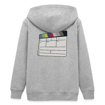 Cinematic Clapperboard Color Bars Retro Film - Teens Organic Zip-up Hoodie by Stanley/Stella - heather grey - Back - AI Model Teenager Male light (155cm)