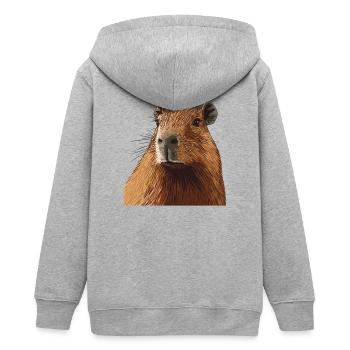 Kuscheliger Capybara Porträt - Teenager Organic Kapuzenjacke Mini Cultivator von Stanley/Stella - Grau meliert - Hinten - AI Model Teenager Male light (155cm)