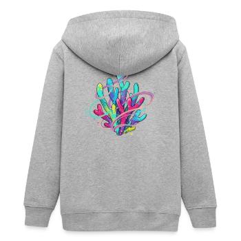 Tourbillon de corail néon - Veste à capuche ado bio Stanley/Stella - gris chiné - Dos - AI Model Teenager Male light (155cm)