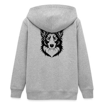 Border Collie - Veste à capuche ado bio Stanley/Stella - gris chiné - Dos - AI Model Teenager Male light (155cm)