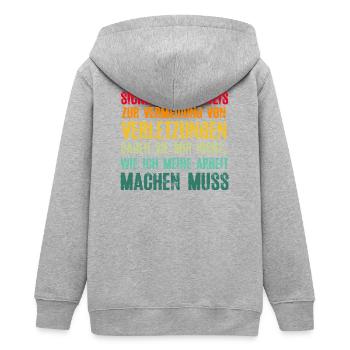 Sicherheitshinweis Zur Vermeidung von Verletzungen - Teenager Organic Kapuzenjacke Mini Cultivator von Stanley/Stella - Grau meliert - Hinten - AI Model Teenager Male light (155cm)