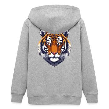 Tête de tigre cool - Veste à capuche ado bio Stanley/Stella - gris chiné - Dos - AI Model Teenager Male light (155cm)