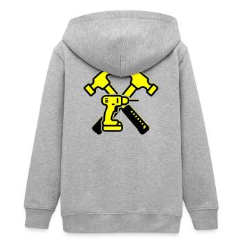 Werkzeug Bohrer Hämmer Gelb - Teenager Organic Kapuzenjacke Mini Cultivator von Stanley/Stella - Grau meliert - Hinten - AI Model Teenager Male light (155cm)