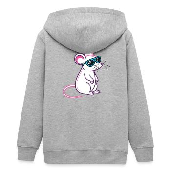 Maus Retro Blaue Brille - Teenager Organic Kapuzenjacke Mini Cultivator von Stanley/Stella - Grau meliert - Hinten - AI Model Teenager Male light (155cm)