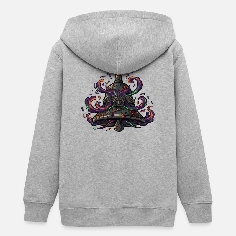 Cloche de crâne néon - Veste à capuche ado bio Stanley/Stella - gris chiné