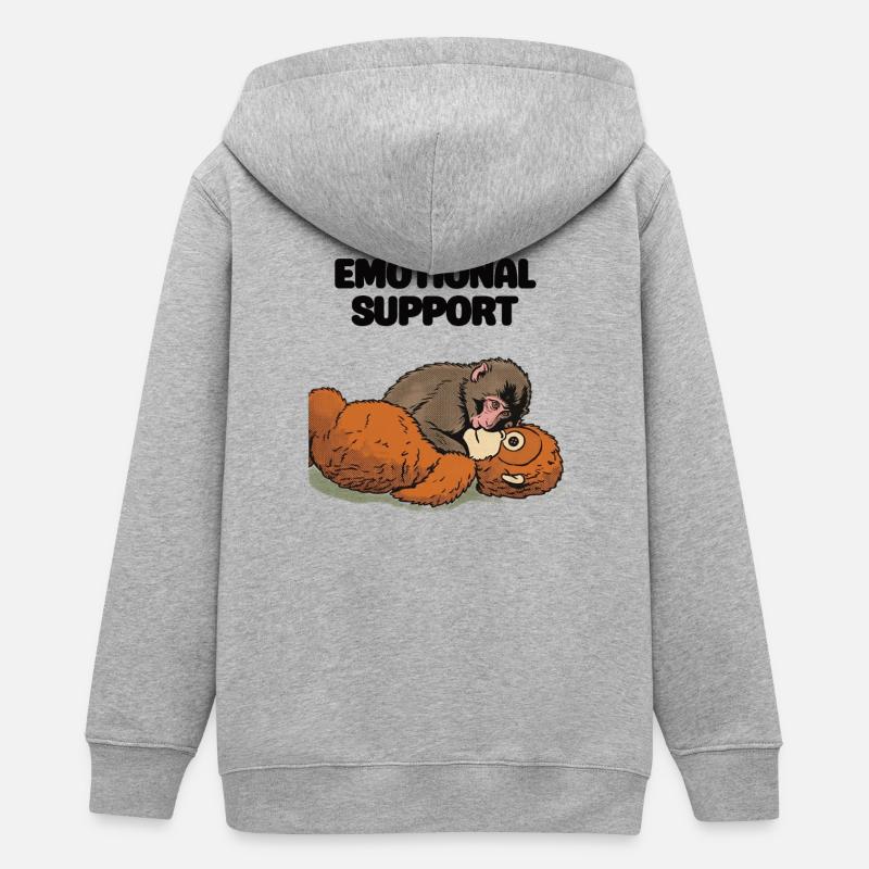 Soutien émotionnel Bébé Singe Punch - Veste à capuche ado bio Stanley/Stella - gris chiné