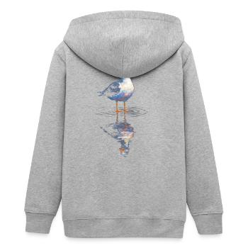 Wasserreflex Ente im Aquarell - Teenager Organic Kapuzenjacke Mini Cultivator von Stanley/Stella - Grau meliert - Hinten - AI Model Teenager Male light (155cm)