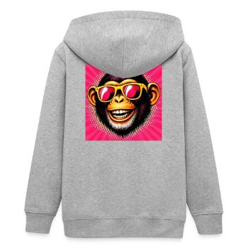 Schimpansen-Affe - Teenager Organic Kapuzenjacke Mini Cultivator von Stanley/Stella - Grau meliert - Hinten - AI Model Teenager Male light (155cm)