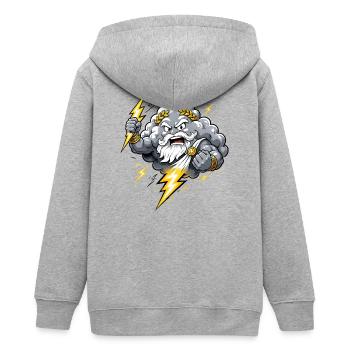 Donnergott Blitz Wolke Gewitter Comic Motiv - Teenager Organic Kapuzenjacke Mini Cultivator von Stanley/Stella - Grau meliert - Hinten - AI Model Teenager Male light (155cm)