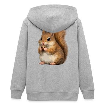 Eichhörnchen mit Eichel - Teenager Organic Kapuzenjacke Mini Cultivator von Stanley/Stella - Grau meliert - Hinten - AI Model Teenager Male light (155cm)