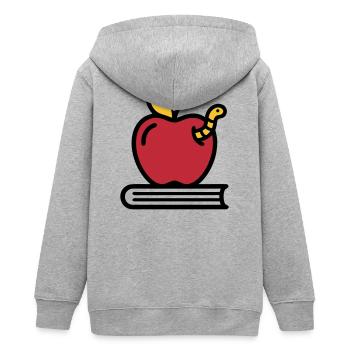 Apfel Buch Wurm Grundschule - Teenager Organic Kapuzenjacke Mini Cultivator von Stanley/Stella - Grau meliert - Hinten - AI Model Teenager Male light (155cm)