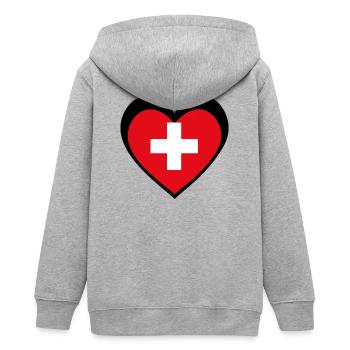 Schweiz Herz Schwarz – Liebe zur Schweiz - Veste à capuche ado bio Stanley/Stella - gris chiné - Dos - AI Model Teenager Male light (155cm)