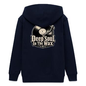 Tiefes Seelenwachs im Wachs - Teenager Organic Kapuzenjacke Mini Cultivator von Stanley/Stella - Navy - Hinten - AI Model Teenager Male light (155cm)