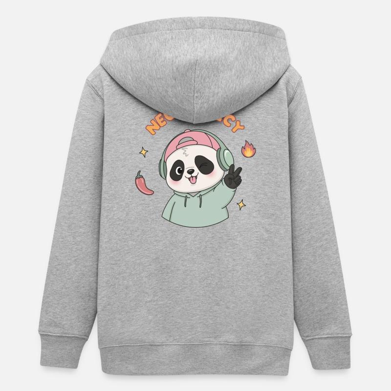 Panda neuroépicé - Veste à capuche ado bio Stanley/Stella - gris chiné