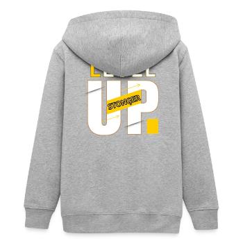 Level Up-Grafikleistung - Teenager Organic Kapuzenjacke Mini Cultivator von Stanley/Stella - Grau meliert - Hinten - AI Model Teenager Male light (155cm)