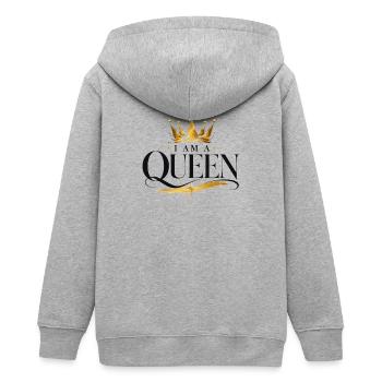 Je suis une Reine - Couronne d’Or - Veste à capuche ado bio Stanley/Stella - gris chiné - Dos - AI Model Teenager Male light (155cm)