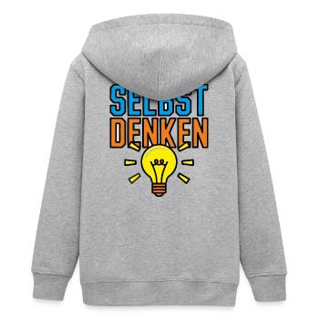 Selbst Denken - Teenager Organic Kapuzenjacke Mini Cultivator von Stanley/Stella - Grau meliert - Hinten - AI Model Teenager Male light (155cm)