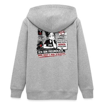 Kassa Offen Nerven Geschlossen - Teenager Organic Kapuzenjacke Mini Cultivator von Stanley/Stella - Grau meliert - Hinten - AI Model Teenager Male light (155cm)