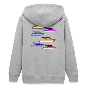 Motorboote - Teenager Organic Kapuzenjacke Mini Cultivator von Stanley/Stella - Grau meliert - Hinten - AI Model Teenager Male light (155cm)