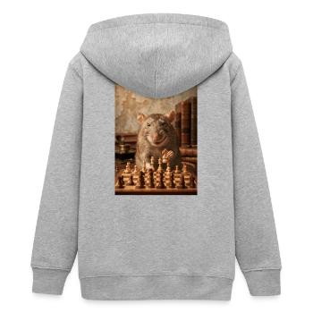Rat jouant aux échecs - Veste à capuche ado bio Stanley/Stella - gris chiné - Dos - AI Model Teenager Male light (155cm)
