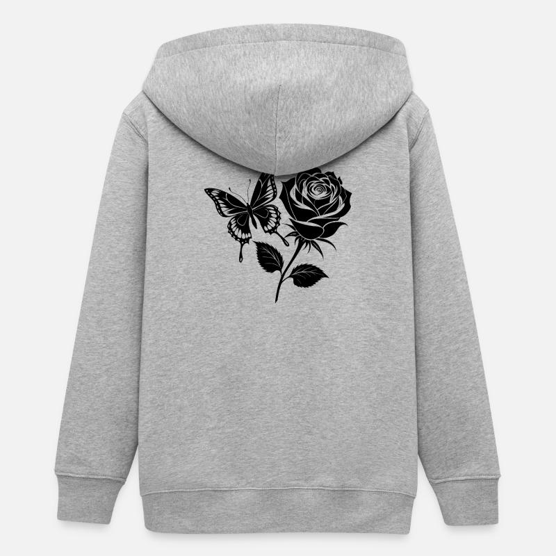 Papillon sur la rose - Veste à capuche ado bio Stanley/Stella - gris chiné