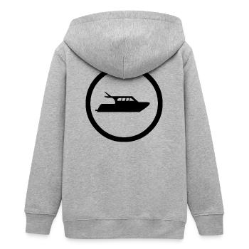 Motorboot - Teenager Organic Kapuzenjacke Mini Cultivator von Stanley/Stella - Grau meliert - Hinten - AI Model Teenager Male light (155cm)