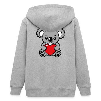 Süßer Koala mit Kawaii-rotem Herz - Teenager Organic Kapuzenjacke Mini Cultivator von Stanley/Stella - Grau meliert - Hinten - AI Model Teenager Male light (155cm)
