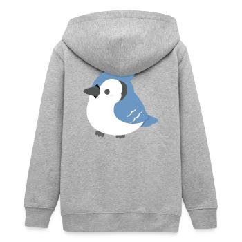 Dessin animé du petit geai bleu - Veste à capuche ado bio Stanley/Stella - gris chiné - Dos - AI Model Teenager Male light (155cm)