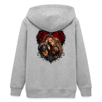 Viking Liebespaar Herzmotiv - Teenager Organic Kapuzenjacke Mini Cultivator von Stanley/Stella - Grau meliert - Hinten - AI Model Teenager Male light (155cm)