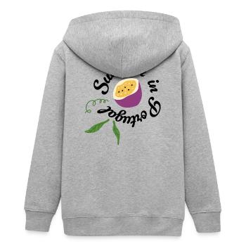 summer in portugal - Teenager Organic Kapuzenjacke Mini Cultivator von Stanley/Stella - Grau meliert - Hinten - AI Model Teenager Male light (155cm)