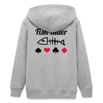 Poker : Fish Killer - Veste à capuche ado bio Stanley/Stella - gris chiné - Dos - AI Model Teenager Male light (155cm)