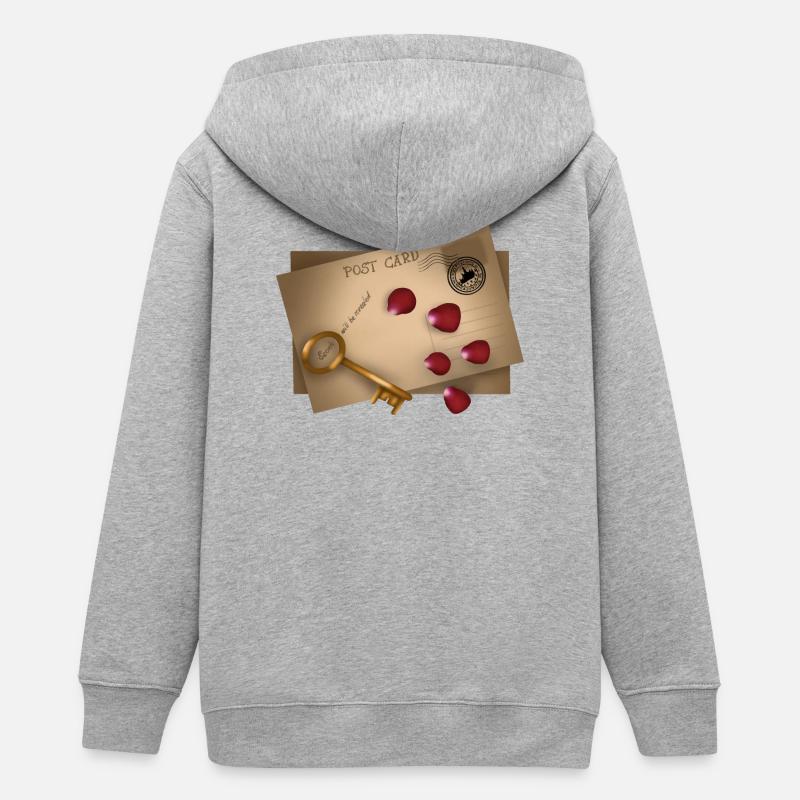 Carte postale : les secrets seront dévoilés - Veste à capuche ado bio Stanley/Stella - gris chiné