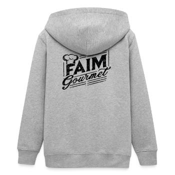 Gourmet Hunger - Foodie - Teens Organic Zip-up Hoodie by Stanley/Stella - heather grey - Back - AI Model Teenager Male light (155cm)