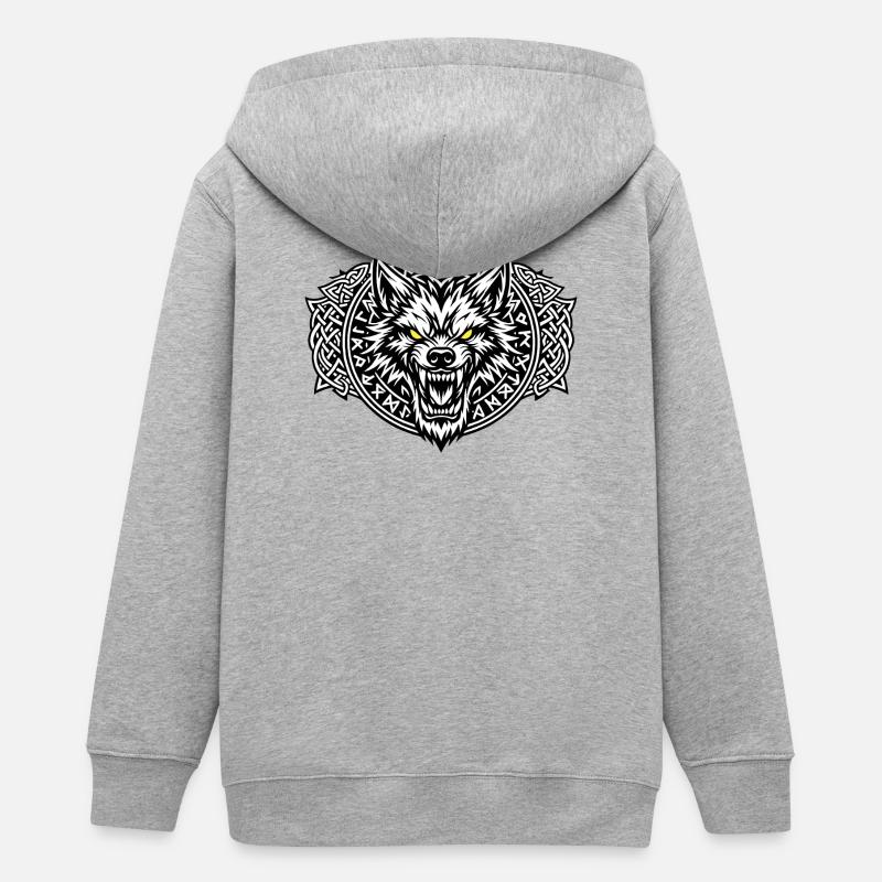 Fenrir Loup Viking - Veste à capuche ado bio Stanley/Stella - gris chiné