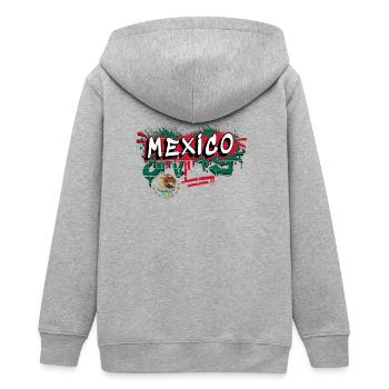 Mexiko Flagge Graffiti Design - Teenager Organic Kapuzenjacke Mini Cultivator von Stanley/Stella - Grau meliert - Hinten - AI Model Teenager Male light (155cm)