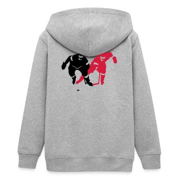Eishockey - Teenager Organic Kapuzenjacke Mini Cultivator von Stanley/Stella - Grau meliert - Hinten - AI Model Teenager Male light (155cm)