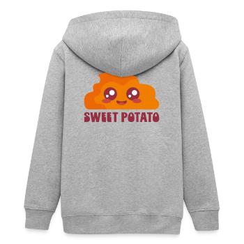 Patate douce dessin animé mignon - Veste à capuche ado bio Stanley/Stella - gris chiné - Dos - AI Model Teenager Male light (155cm)