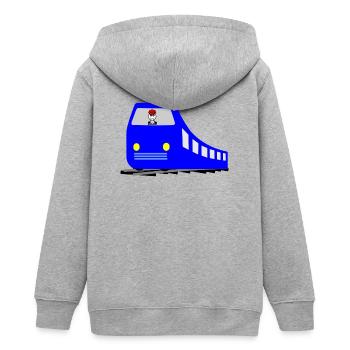 Train or metro on the rails with driver - Teens Organic Zip-up Hoodie by Stanley/Stella - heather grey - Back - AI Model Teenager Male light (155cm)