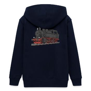 Lok Lokomotive Eisenbahn - Teenager Organic Kapuzenjacke Mini Cultivator von Stanley/Stella - Navy - Hinten - AI Model Teenager Male light (155cm)