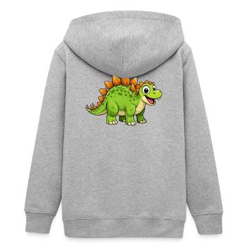Cheerful Dino Stegosaurus - Teens Organic Zip-up Hoodie by Stanley/Stella - heather grey - Back - AI Model Teenager Male light (155cm)