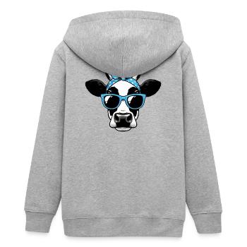 Vache avec lunettes de soleil - Veste à capuche ado bio Stanley/Stella - gris chiné - Dos - AI Model Teenager Male light (155cm)