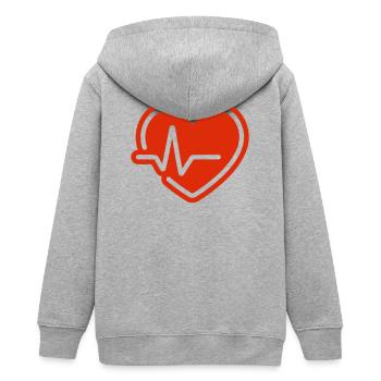 Herzschlag-Symbol – rotes Herz mit EKG-Leitung - Teenager Organic Kapuzenjacke Mini Cultivator von Stanley/Stella - Grau meliert - Hinten - AI Model Teenager Male light (155cm)