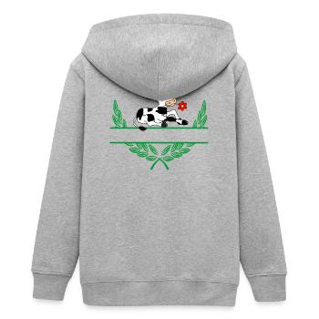Kalb-Lorbeerkranz mit Namensraum - Teenager Organic Kapuzenjacke Mini Cultivator von Stanley/Stella - Grau meliert - Hinten - AI Model Teenager Male light (155cm)