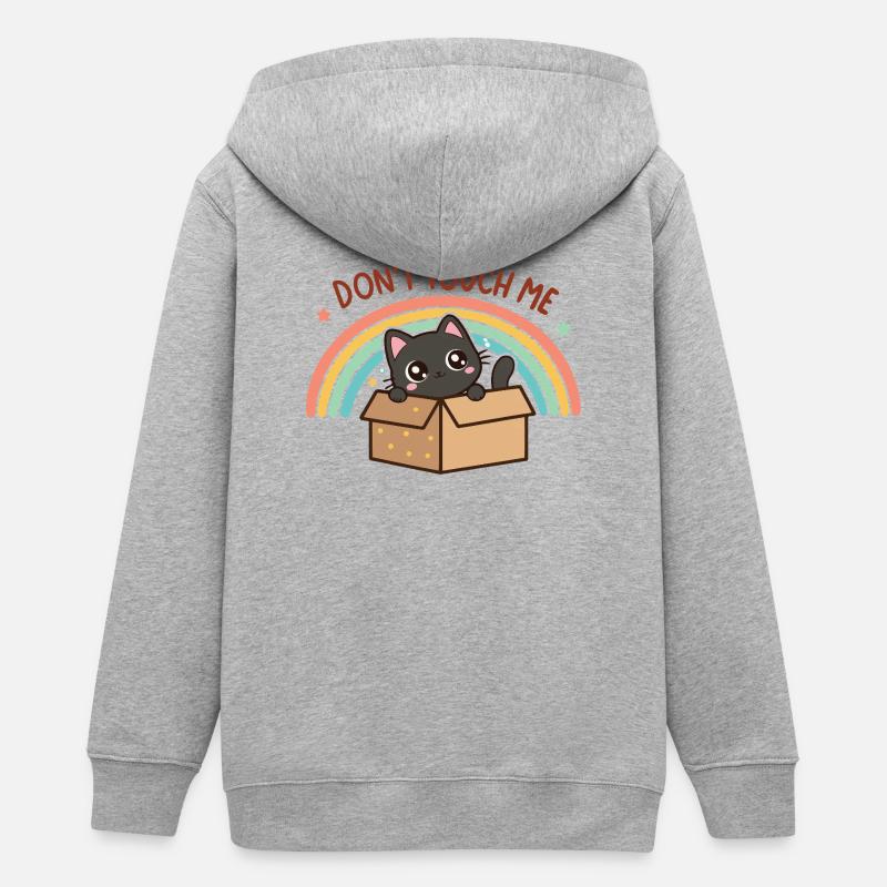 Chat timide dans boîte arc en ciel - Veste à capuche ado bio Stanley/Stella - gris chiné