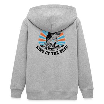 Haikönig des tiefen Ausbruchs - Teenager Organic Kapuzenjacke Mini Cultivator von Stanley/Stella - Grau meliert - Hinten - AI Model Teenager Male light (155cm)