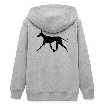Laufender Podenco - Teenager Organic Kapuzenjacke Mini Cultivator von Stanley/Stella - Grau meliert - Hinten - AI Model Teenager Male light (155cm)