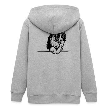 Australian Shepherd - Teenager Organic Kapuzenjacke Mini Cultivator von Stanley/Stella - Grau meliert - Hinten - AI Model Teenager Male light (155cm)