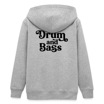 Drum and Bass Fette Typografie - Teenager Organic Kapuzenjacke Mini Cultivator von Stanley/Stella - Grau meliert - Hinten - AI Model Teenager Male light (155cm)