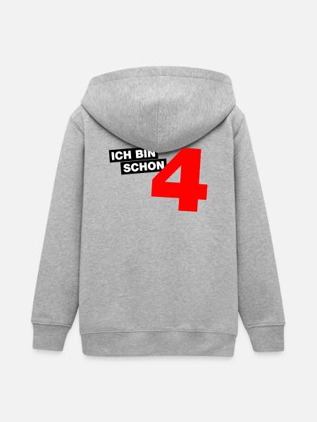 Ich bin schon 4 - Teenager Organic Kapuzenjacke Mini Cultivator von Stanley/Stella - Grau meliert